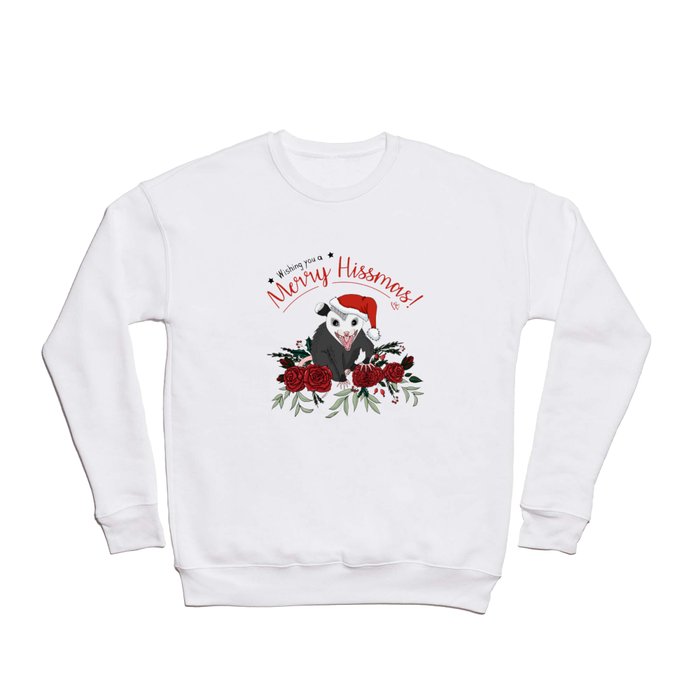 Merry Hissmas - floral christmas themed possum baby Crewneck Sweatshirt