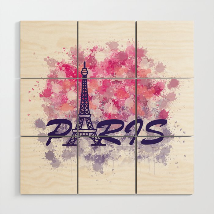 Eiffel tower landmark of France, tourist attraction in Paris watercolor doodle	 Wood Wall Art