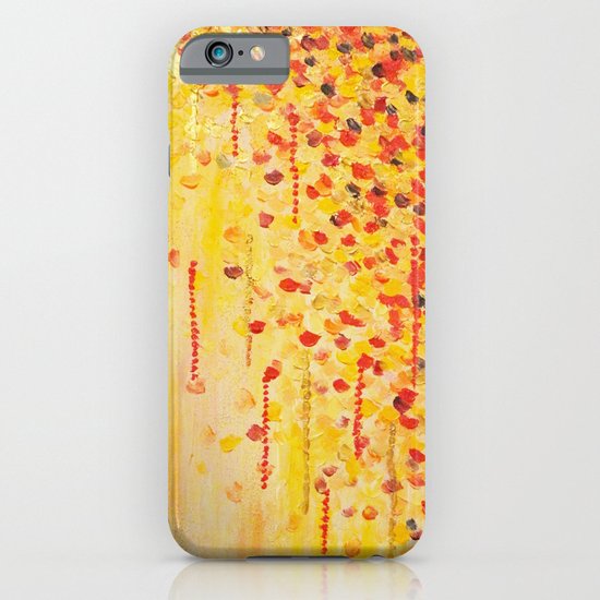 WHEN IT FALLS Bold Autumn Winter Leaves Abstract Acrylic Painting Christmas Red Orange Gold Gift iPhone & iPod Case