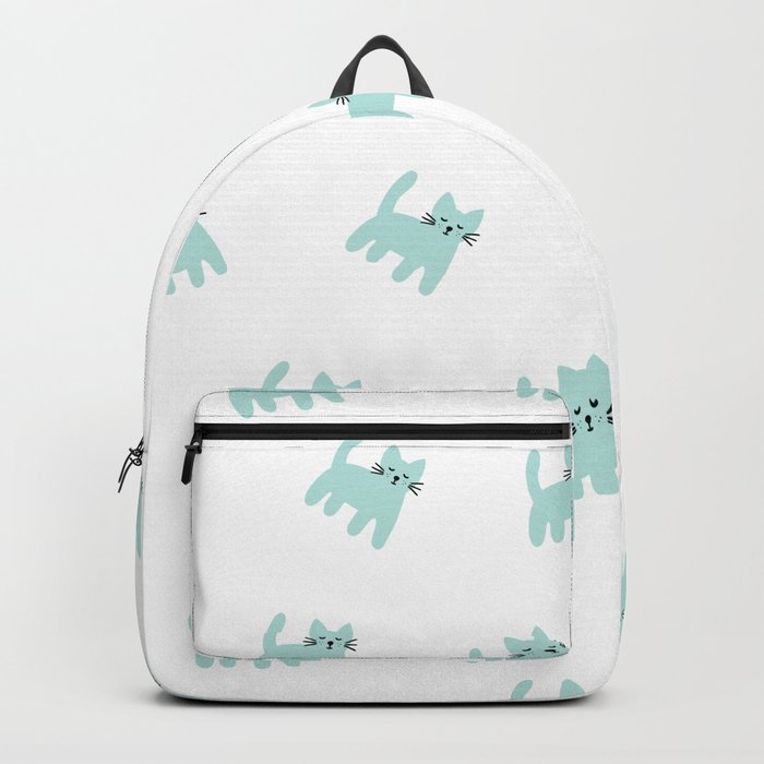 Cute mint hand drawn cat pattern Backpack