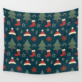 Christmas Pattern Retro Classic Items Wall Tapestry