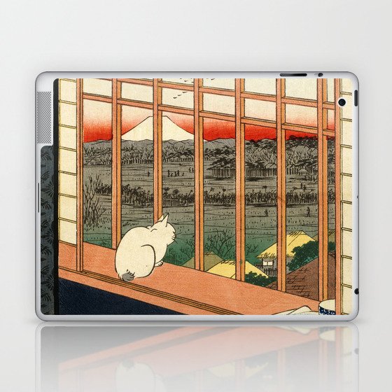 Procession to the Torinomachi Festival in the Rice Fields of Asakusa cat portrait painting by Utagawa Hiroshige Laptop & iPad Skin