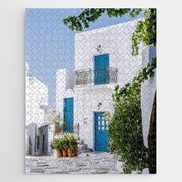 Greek Street Corner | Vibrant Travel Photography in Greece Jigsaw Puzzle