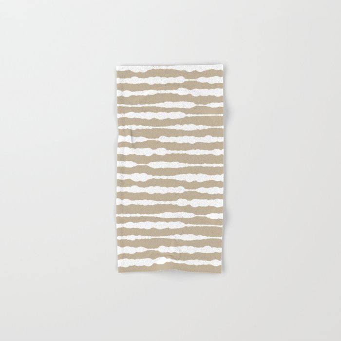 Macramé Stripes Minimalist Pattern in White and Neutral Flax Hand & Bath Towel