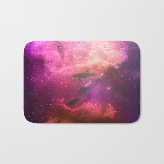 Floating Dolphins in mystic light Bath Mat