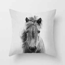 Wild Horse - Black & White Throw Pillow
