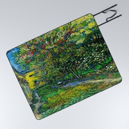 Vincent van Gogh (Dutch, 1853-1890) - Title: The Garden of the Asylum at Saint-Rémy - Date: May 1889 - Style: Post-Impressionism - Genre: Landscape - Medium: Oil on canvas - Digitally Enhanced Version (2000 dpi) - Picnic Blanket