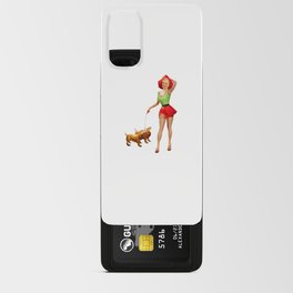 Sexy Blonde Pin Up With Green Dress Red Skirt And Two Dogs Android Card Case