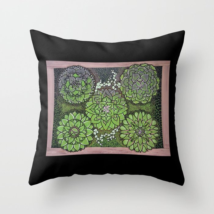Succulents in a Box Throw Pillow