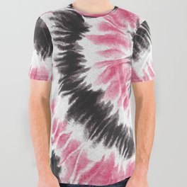 Pink Black Tie Dye Circle All Over Graphic Tee