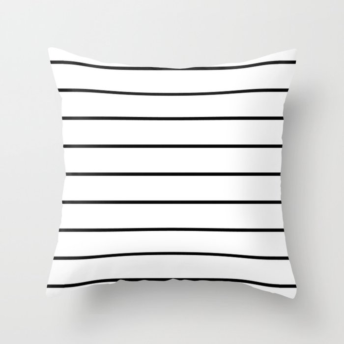 Thin Black Line Stripes Pattern Throw Pillow