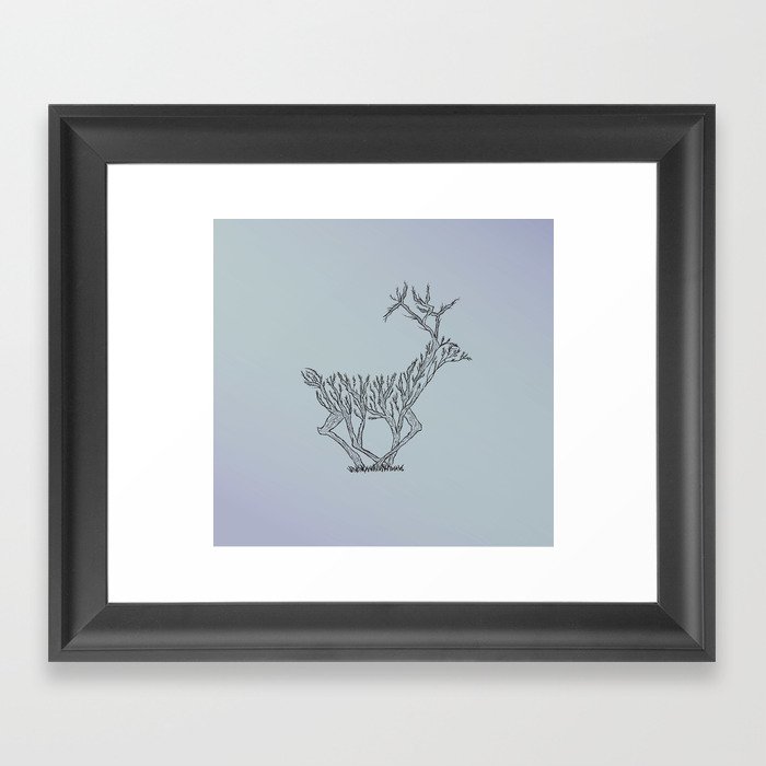 Deer Branches Framed Art Print