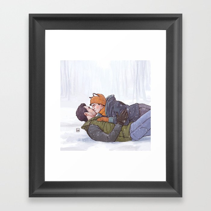 Winter Smooches Framed Art Print