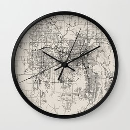 USA, Huntsville - Black and White Map -  Wall Clock