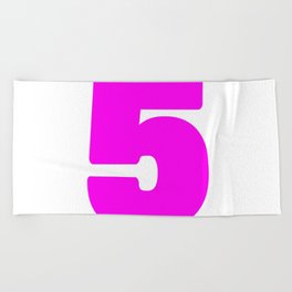 5 (Magenta & White Number) Beach Towel