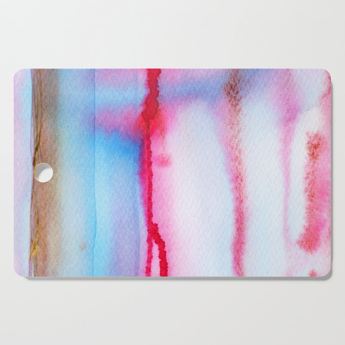 Abstract watercolor lines pink blue Cutting Board