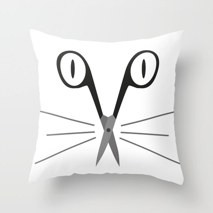 scissors cat Throw Pillow