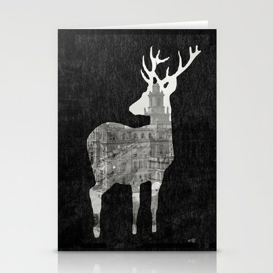 Deer City Collage 3 Stationery Cards