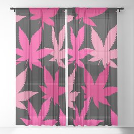 Stoner Art - Pink Cannabis Leaves Pattern Sheer Curtain
