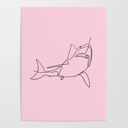 Great White Shark (pink) Poster