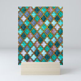 Moroccan tile iridescent pattern Mini Art Print