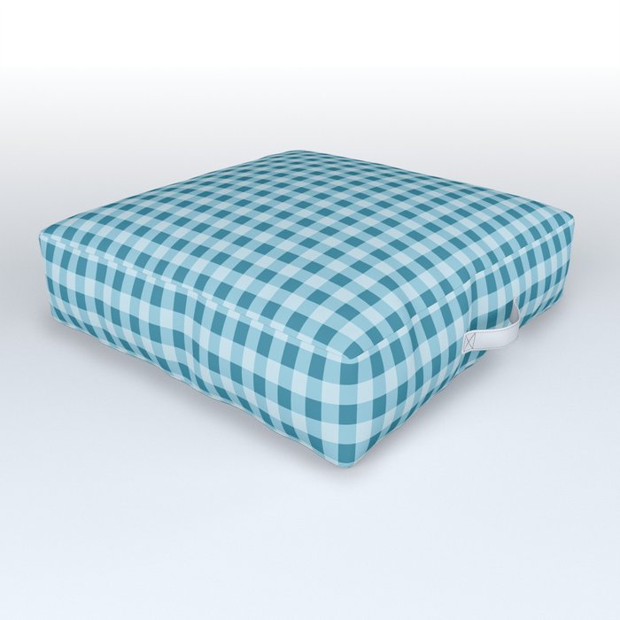 Teal Check Pattern Outdoor Floor Cushion