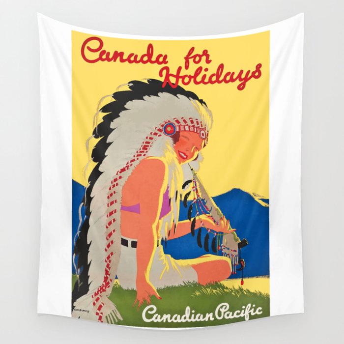 1938 Canadian Pacific Train Travel Poster Wall Tapestry