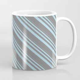 [ Thumbnail: Light Blue and Grey Colored Pattern of Stripes Coffee Mug ]