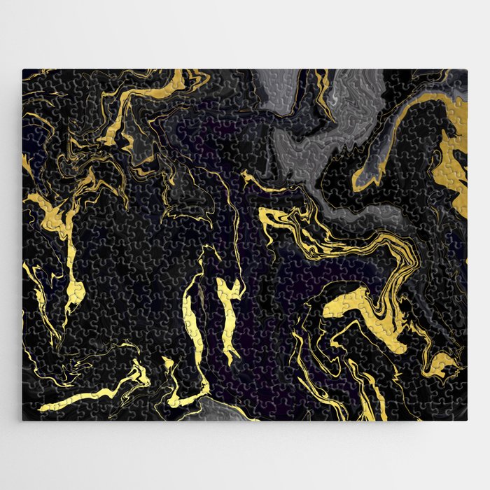 Black & Gold Grunge Moody Abstract  Jigsaw Puzzle