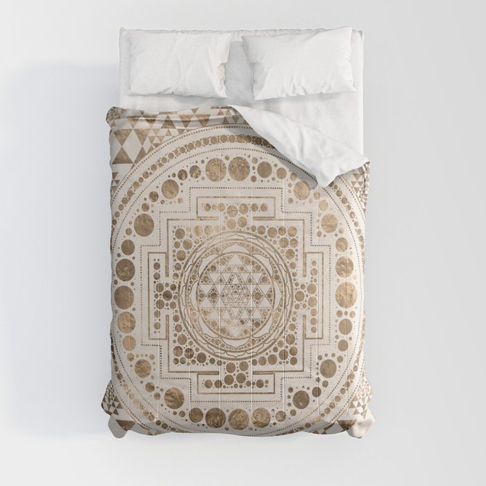 Sri Yantra  / Sri Chakra Pastel Gold Comforter