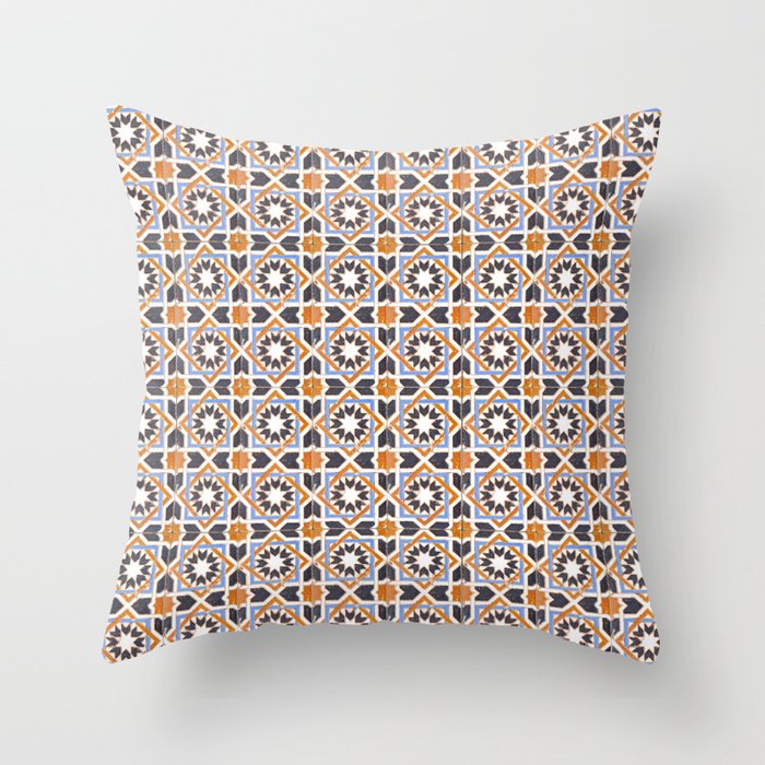 Alhambra Style Spanish Geometric Tiles Pattern Throw Pillow