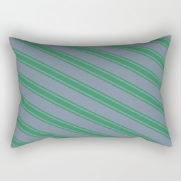[ Thumbnail: Light Slate Gray and Sea Green Colored Striped/Lined Pattern Rectangular Pillow ]
