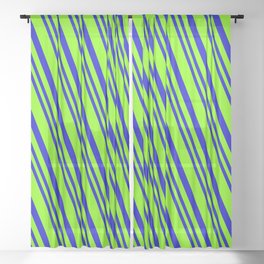 [ Thumbnail: Chartreuse & Blue Colored Lined Pattern Sheer Curtain ]