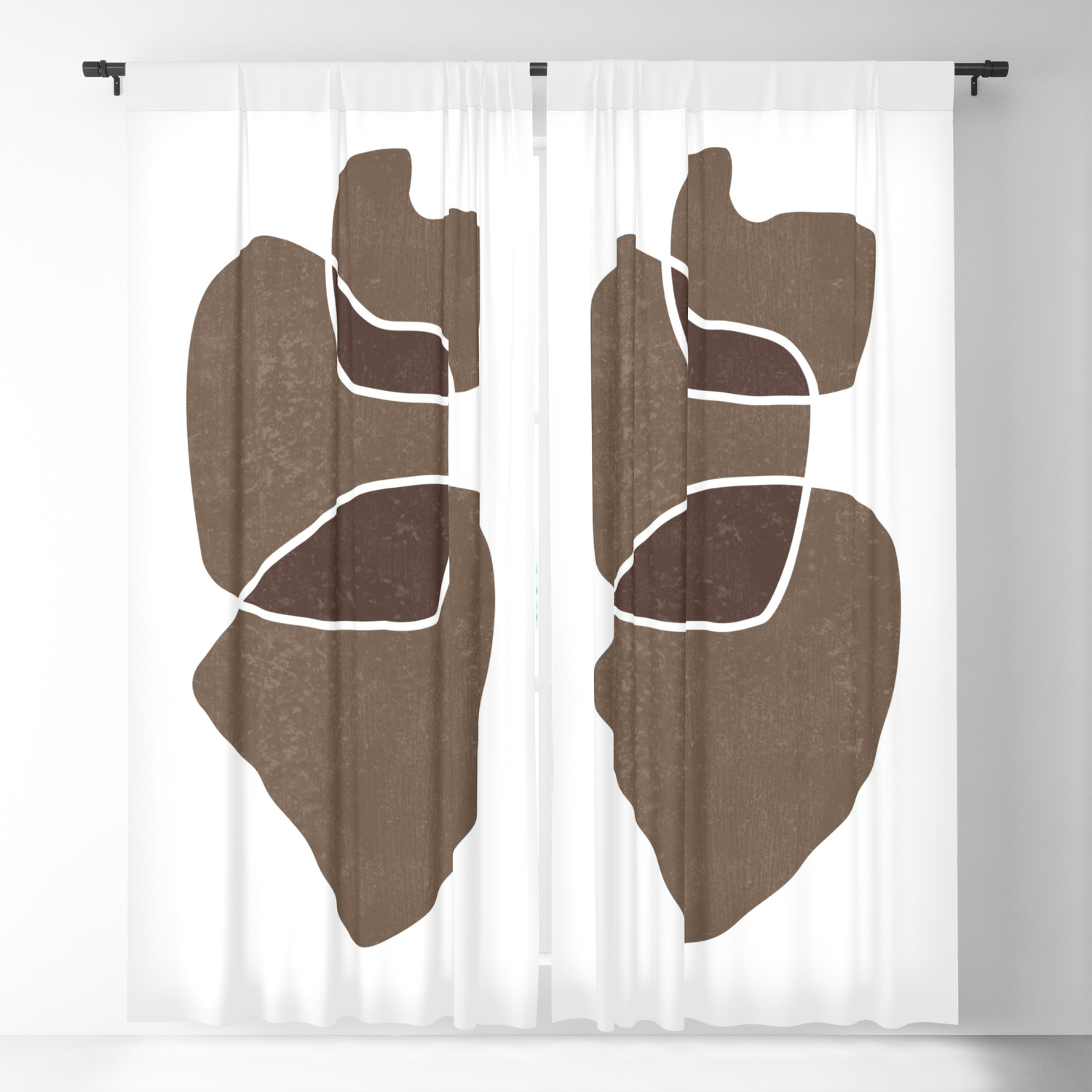 Minimal Abstract 3 Modern Contemporary Print Mid Century Abstract Brown White Blackout Curtain By Grafiikka Society6
