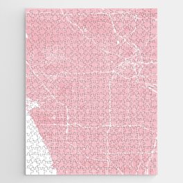 Los Angeles, CA, City Map - Pink Jigsaw Puzzle