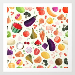 Fruit and vegetable pattern  Art Print