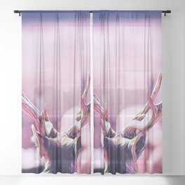 The Crown - Realistic Deer Drawing Sheer Curtain