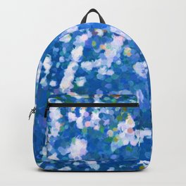 Blue Green and White Abstract Confetti Pointillism Painting Backpack