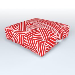 Sketchy Abstract (White & Red Pattern) Outdoor Floor Cushion