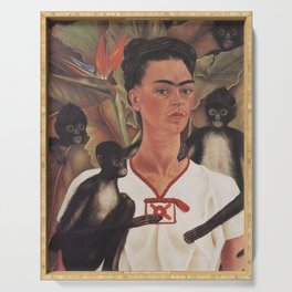 Frida Kahlo Self Portrait with Monkeys Serving Tray