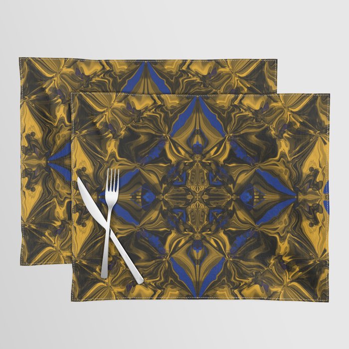 Multidimensional Vintage Golden and Navy Bling  Placemat