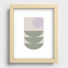 Lines and Shapes in Moss and Lilac Recessed Framed Print