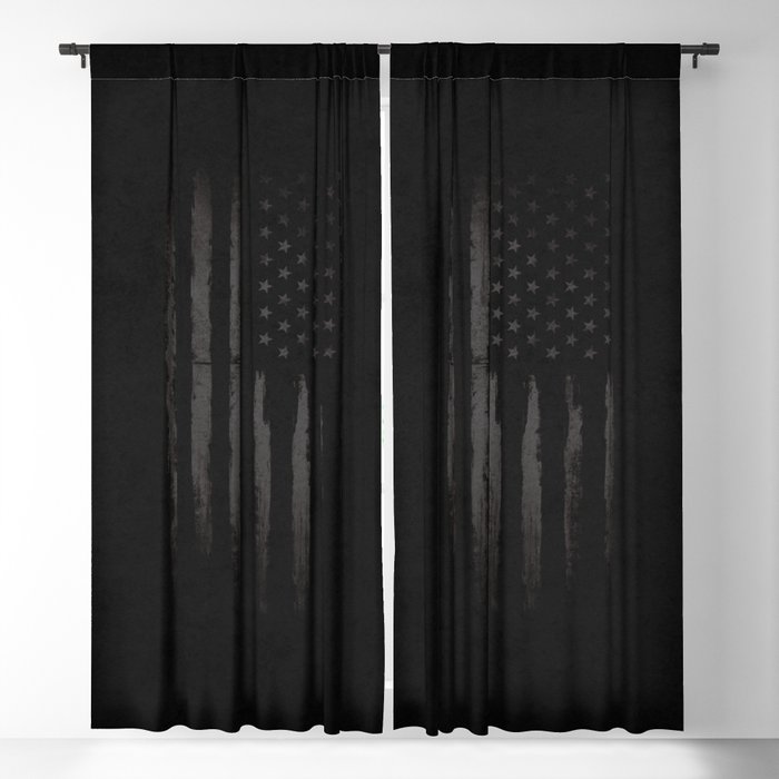 Grey Grunge American flag Blackout Curtain