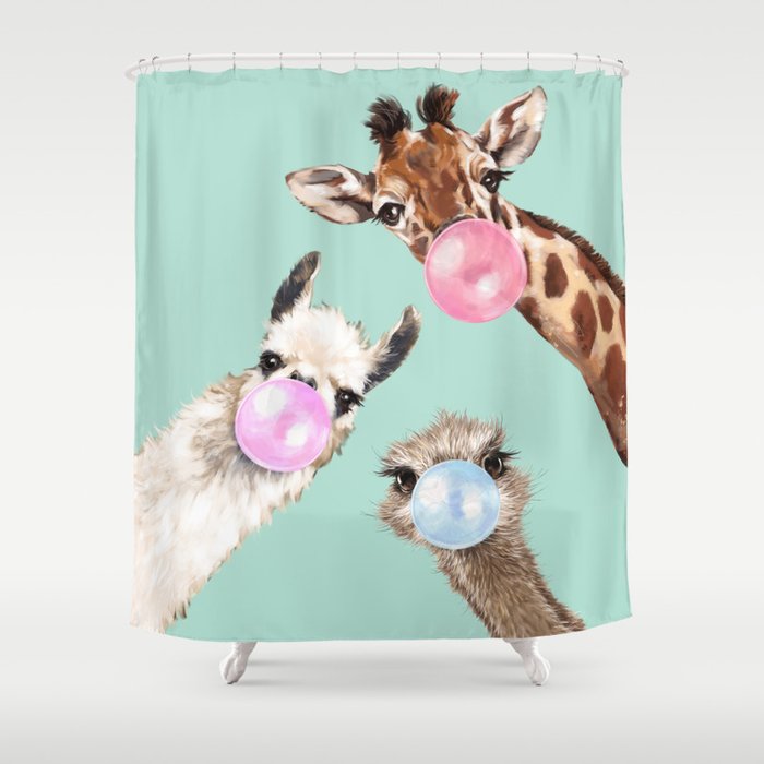 Bubble Gum Gang in Green Shower Curtain