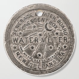 Sepia New Orleans Water Meter Louisiana Crescent City NOLA Water Board Metalwork Cutting Board
