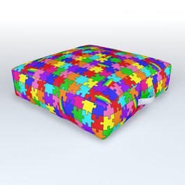 Autism Acceptance and Awareness Spectrum Rainbow Puzzle Pieces Outdoor Floor Cushion