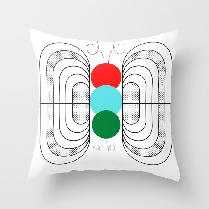 Black and white and colorful minimalist butterfly art. Throw Pillow