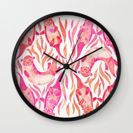 Five Otters – Pink Ombré Wall Clock