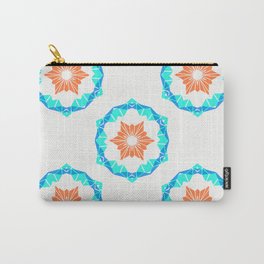 Blue & Orange Stamped Tile Pattern Carry-All Pouch