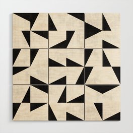 Mid-Century Modern Pattern No.11 - Black and White Conrete Wood Wall Art